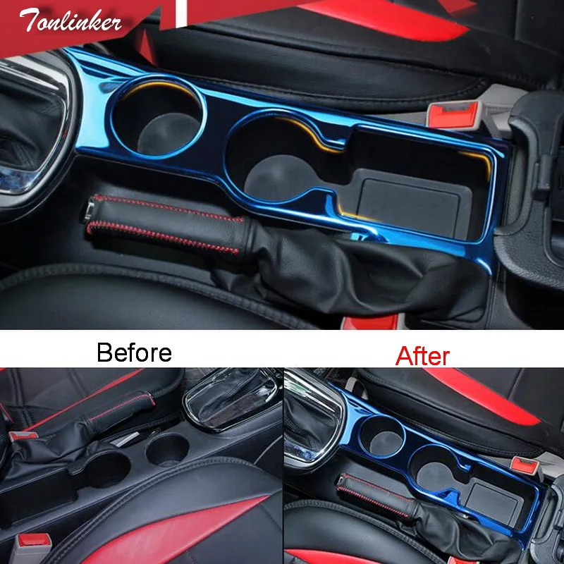 

Tonlinker 1 Pcs Stainless steel Plating Glass Frame Decorative Box Sequins Stickers for CHEVEROLET NEW CRUZE 2016-18 Accessories