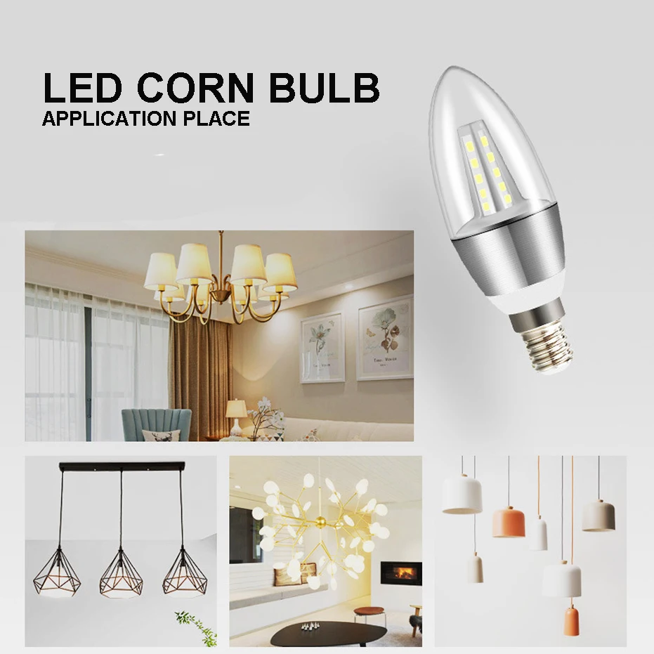 4PCS 깜박임 없음 E14 Led 촛불 전구 AC85-265V 5W 7W 2835smd Led 빛 일정한 전류 LED 램프 빛 샹들리에 전구 빛