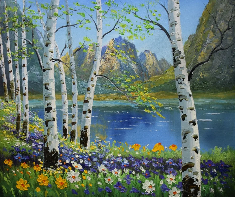 Hand Painted Oil Painting on Canvas Modern Abstract Tree Forest