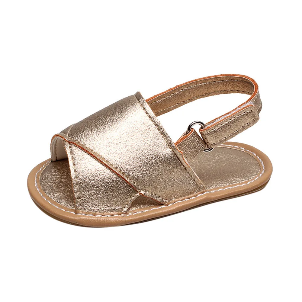 

Baby Girls Boys Beach Sandals Summer Solid Sole Crib Hollow Patchwork Rubber Soft Sole Shoes Beach Cotton Fabric Sandals #YL1