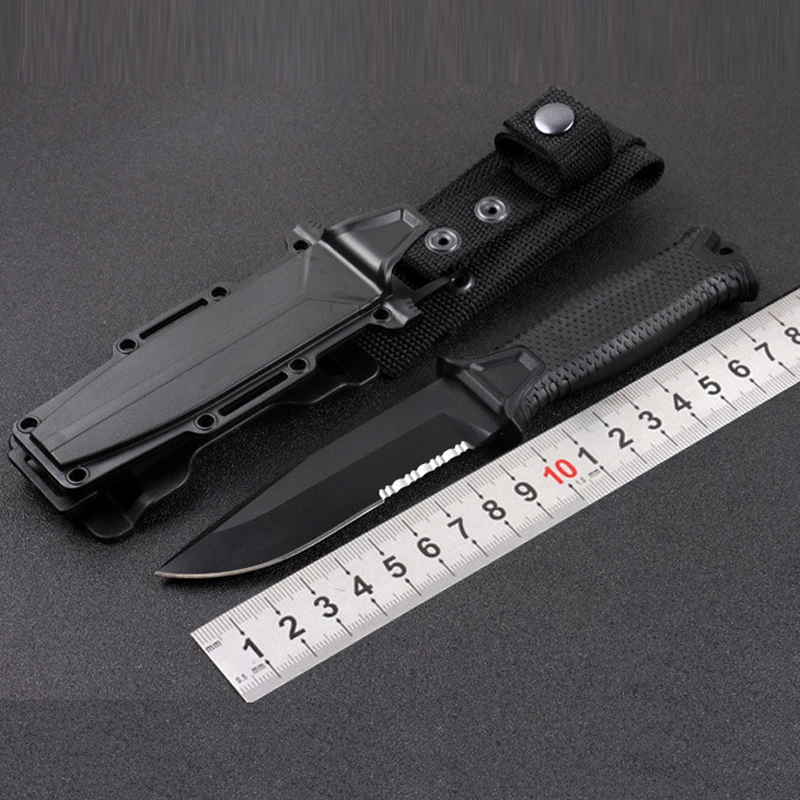Comprar Militar caza fija cuchillos C420J2 hoja VG10 manejar táctico cuchillo de supervivencia Camping cuchillo con vaina SDIYABEIZ