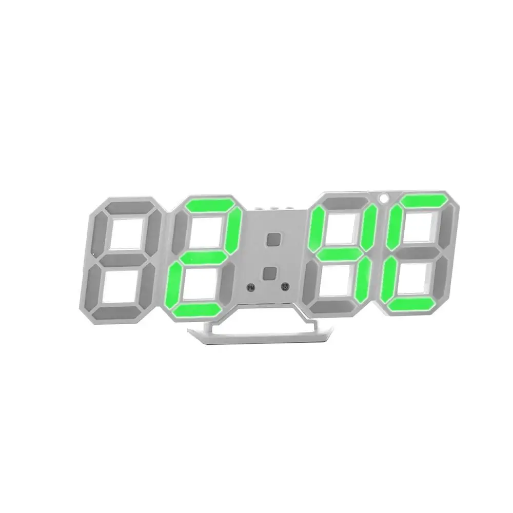 White Green 3D светодиодный современный настенные часы дисплей 3 уровня яркости затемнения Ночная функция повтора для дома, кухни, офиса#252761 - Цвет: White Green