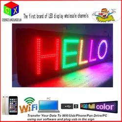 LED программируемый электронный P13 RGB Color светодиодная вывеска Дисплей 15 "x 53" Дистанционное управление открытым Бег Доски для записей Дисплей