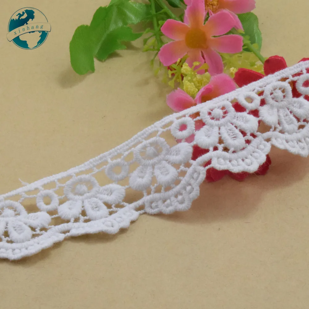 3,5 cm weißes Baumwollbesticktes Spitzenband Guipurebesatz Hochzeitsdekoration DIY Zubehör Puppen afrikanische Spitzenapplikation # 3206 – Detail 5