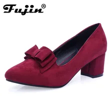 2020 slipony Brand Big Size Women spring shoes bow square shoe heel women Female Ladies Party