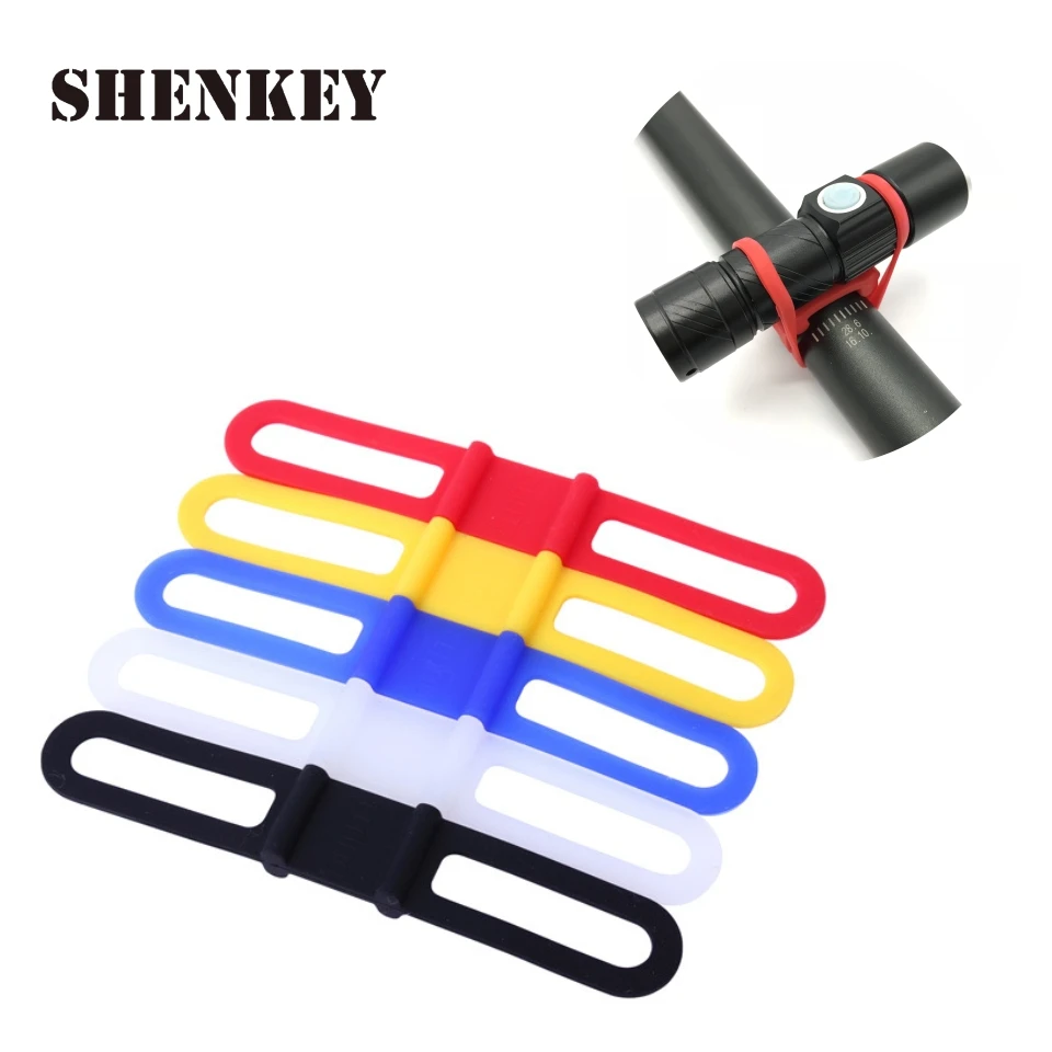 Handlebar Flashlight Light Holder Bike Fixing Elastic Bandages Silicone Strap