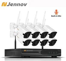 8CH 2MP Jennov 1080 p Sistema de Câmera de Segurança Sem Fio Com Wi-fi De Gravação CCTV Kit NVR Conjunto Câmera IP de Vigilância Por Vídeo ao ar livre