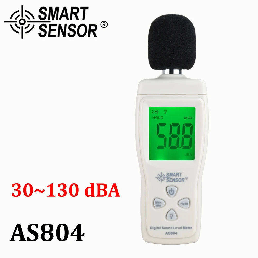 baratas Medidor de nível de som Digital Medida 30 130dB Monitoramento medidor de Ruído dB Decibel Metro Testadores de Diagnóstico ferramenta Inteligente Sensor AS804