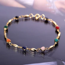 В форме сердца бусины Banglets для женщин Мода простой ручной цепи цветы браслет из медного сплава manchette Золотые женские ювелирные изделия