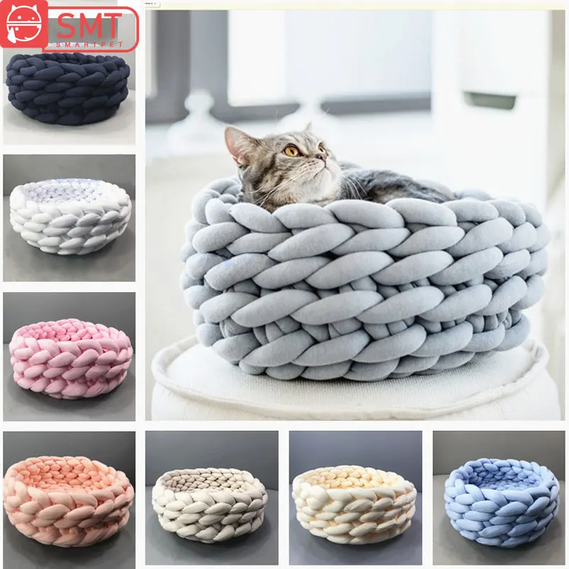 

SMARTPET Pet Dog Cat Hand-woven Nest Handmade Knit Sleeping Bed Puppy Kitten Cave Basket Sleeping Bag Dogs Kennel Supplies
