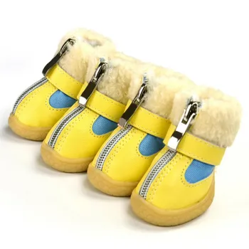 

4 Pcs/sets Winter Pet Dog Shoes For Small Dogs Warm Leather Puppy Dog Snow Boots Waterproof Chihuahua Pug Cat Shoes For Puppy