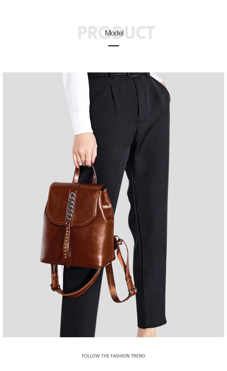 Роскошные модные рюкзак Для женщин сумка женская масло кожаные женские дорожный рюкзак кожаный рюкзак с заклепками Для женщин Bagpack XA414H