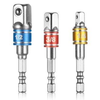 

BMBY 3PCS Socket Adapter Impact Set Hex Shank to 1/4 3/8 1/2 inch Colorful Extension Converter Impact Drill Bits Driver Power