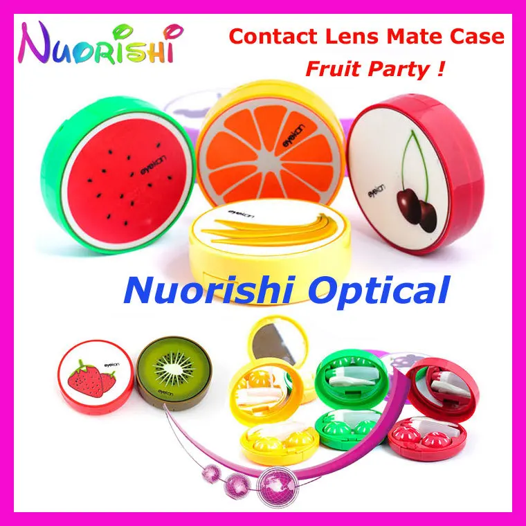 

Free Shipping 10pcs Fruit Party design Contact Lens Case with Mirror C518 contact lens mate case