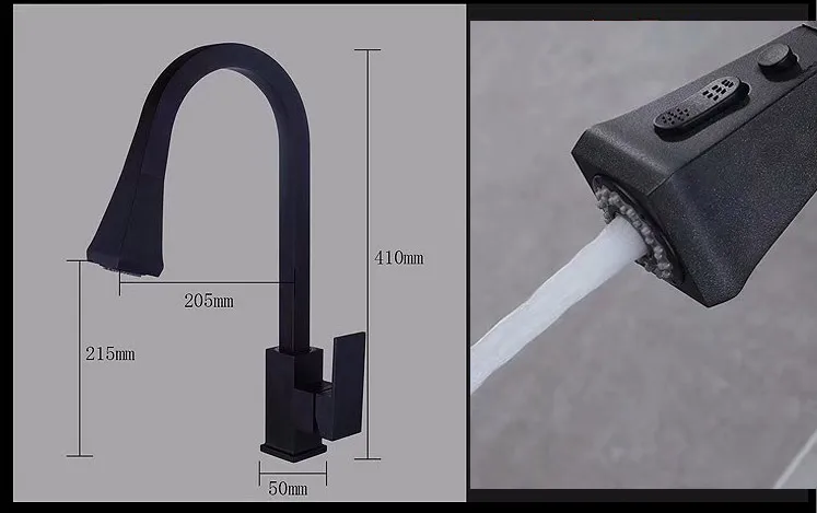 Горячей и холодной смесителя водопроводной воды может быть Копченый pull out типа Кухонная мойка бассейна черный кухни кран все медь