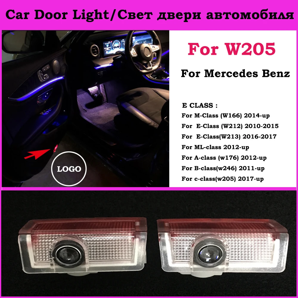 

2pcs Auto Car Courtesy Light Car Door Light For AMG Mercedes Benz W205 C300 C200 C220 C400 2015-2018 Laser Ghost Shadow Light