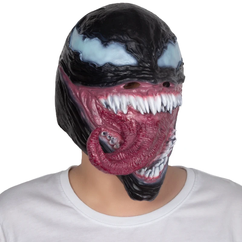 

Spider-Man The Venom Mask with Long Tongue Cosplay Spiderman Edward Brock Dark Superhero Venom Latex Horror Mask Free Shipping