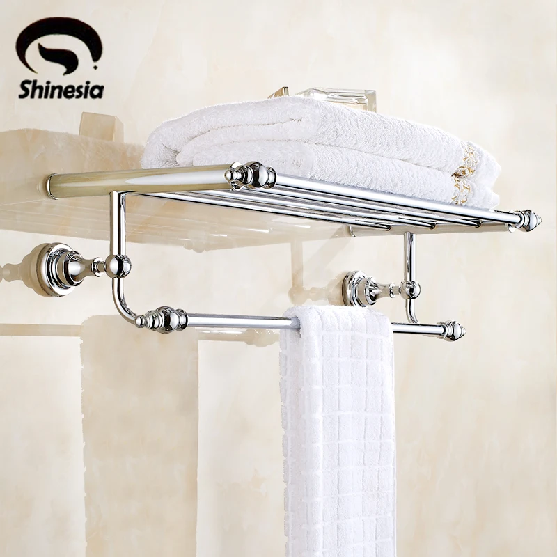 Solid Brass Bathroom Towel Rack Towel Shelves Bathroom ...