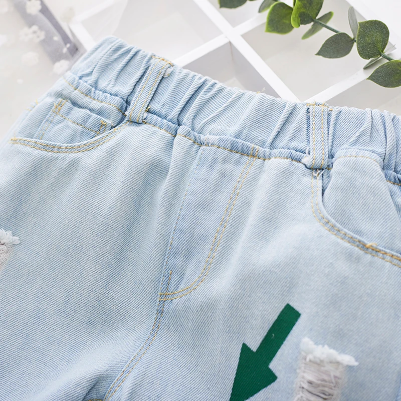 Новые осенние джинсовые брюки с прорезями для девочек