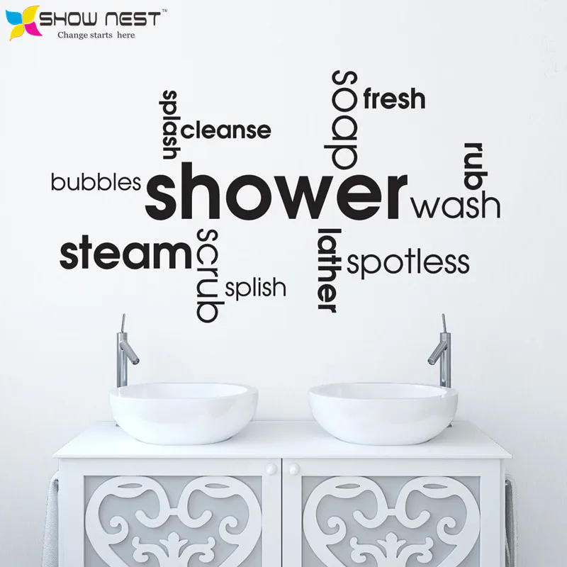 Badkamer Douche Muursticker Woord Quotes Montage Stijl Decals Vinyl