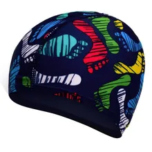 Новые дизайнерские красочные печатные шапочки для плавания для мужчин, женщин и детей эластичная Удобная шляпа с длинными волосами одежда для бассейна