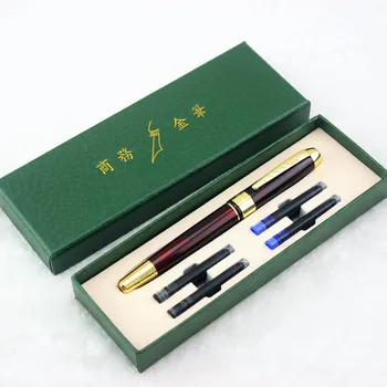 

Jinhao gift box Classic Style Gold Clip Metal Fountain Pen Luxury Business Gift Pen 0.5mm Inking Pens for Writing Free Shipping