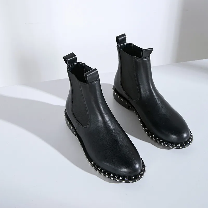 MORAZORA/ г., ботильоны для женщин из натуральной кожи наивысшего качества с круглым носком без застежки, осенне-зимние ботинки женская обувь черного цвета