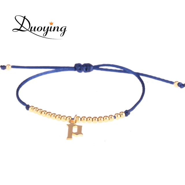 Duoying Gold Initial Bracelets 10 Mm Old English Letter Duoying Gold Initial Bracelets 10 Mm Old English Letter With Tiny Personalized Unique