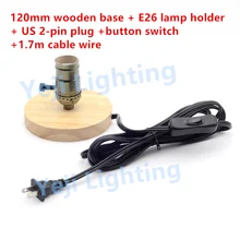 Лампа Эдисона в стиле ретро держатель деревянное основание E26 E27 держатель лампы с нами 2 шпильки штекер переключатель для спальни аксессуары к осветительным приборам "сделай сам"