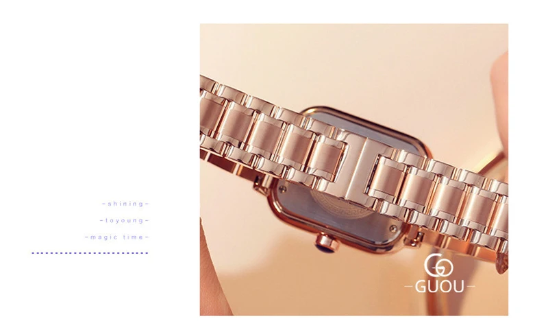 Guou marca feminina pulseira de quartzo relógios