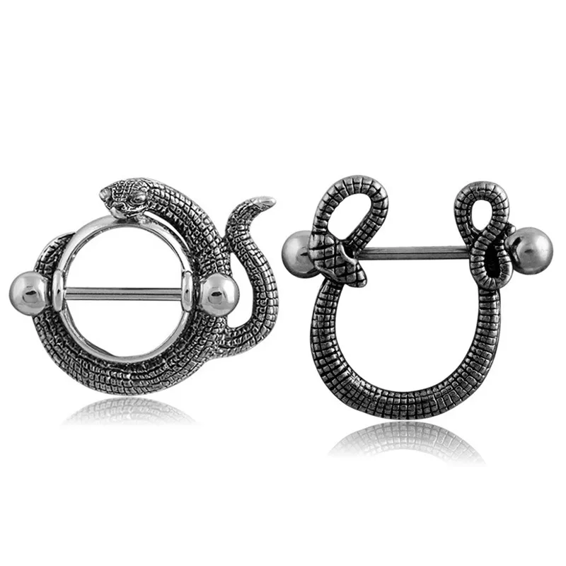 Snake Type Stainless Steel CZ Turquoise Moon Bar Barbell Nipple Ring Piercing Bar Lips Body Piercing Jewelry