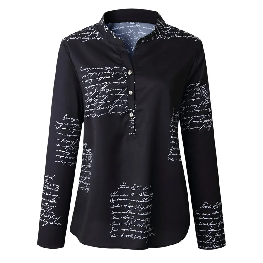Gladiolus Letter Print Blouse Women V Neck Long Sleeve 2019 Spring Autumn Shirt Women Fashion Womens Tops And Blouses Plus Size (13)