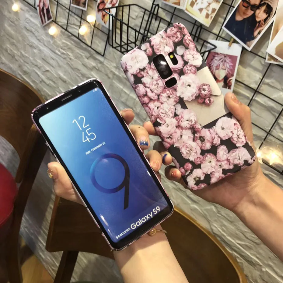 YAMIZOO Flower Marble Case For Samsung Galaxy s8 s9 Plus Cover s7 Edge Luminous Hard Phone Cases For Samsung s8 s9 Case Note 8 9 (8)