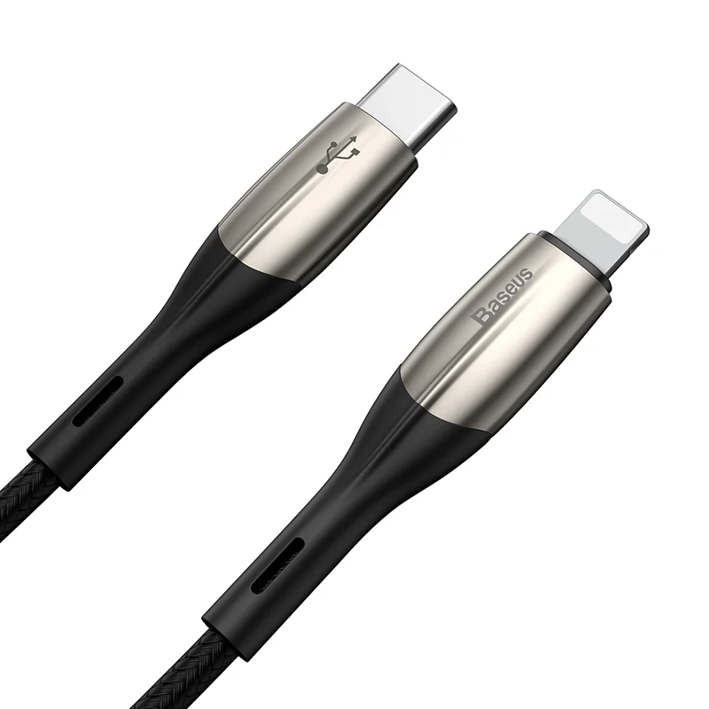 Baseus 18 Вт USB кабель type C к ip-порту для iPhone samsung Xiaomi PD кабель для быстрой зарядки USB-C зарядное устройство кабель для мобильного телефона type-C - Цвет: Black