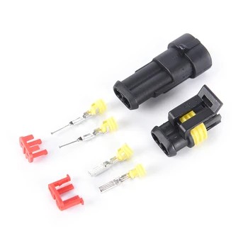 

10 pcs/set Kit 2 Pin Way AMP Super seal Waterproof Electrical Wire Connector Plug