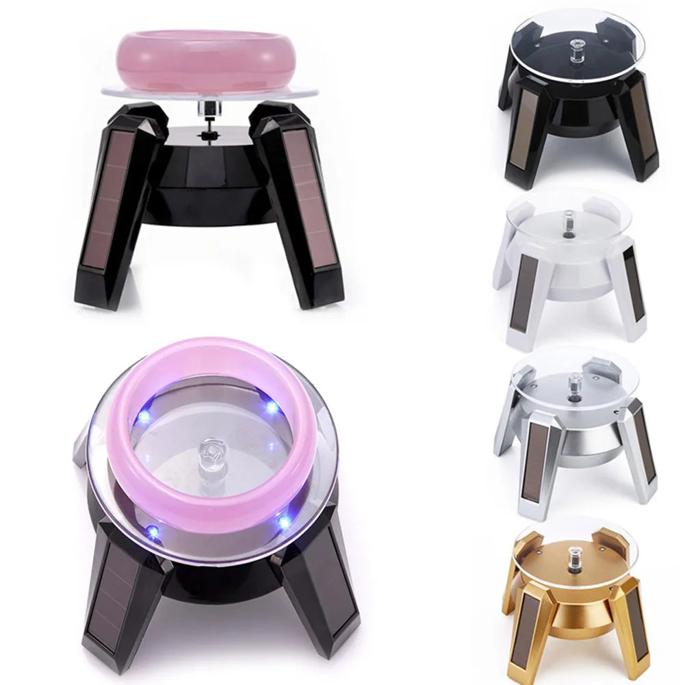 

Hot 360 Degree Rotating Solar Powered Jewlery Display Stand Necklace Ring Earring Bracelet Turn Table LED Light Watch Holder SJ6