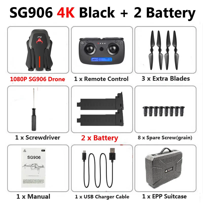 SG906 gps 5G WiFi FPV складной Дрон с камерой 4K бесщеточный селфи HD RC Квадрокоптер Вертолет VS Visou X816 F11 дроны - Цвет: 4K Black 2BAT EPP
