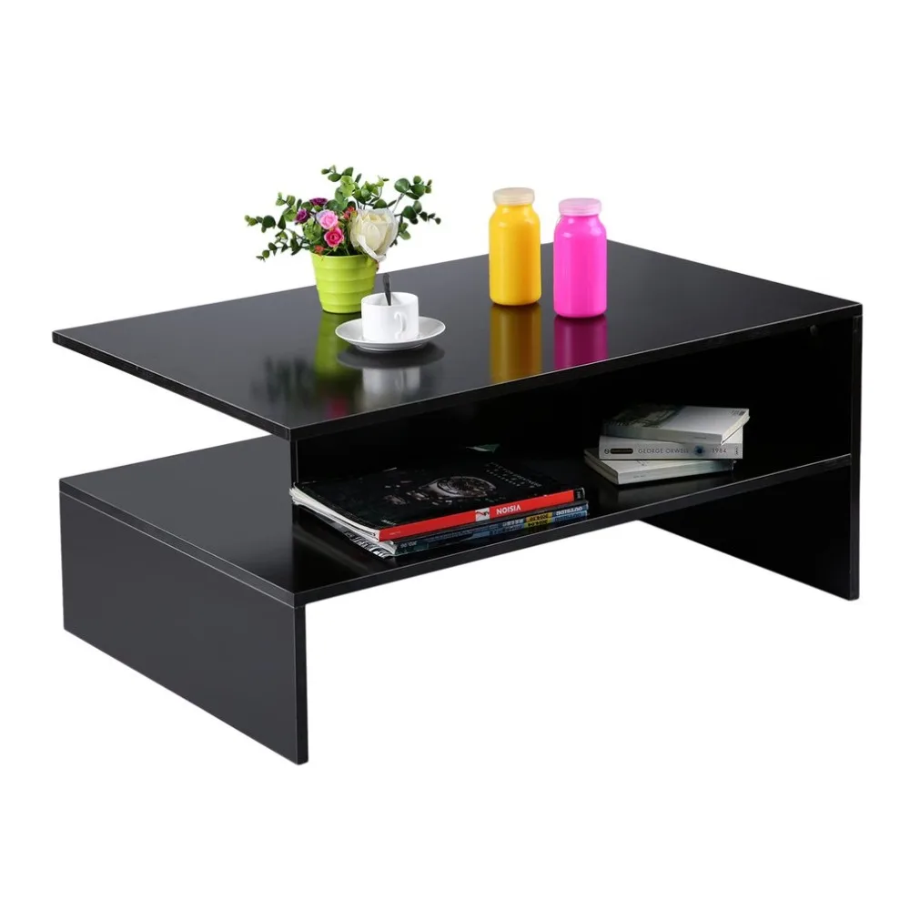 

Modern Rectangle Living Room Large Storage Compartment Coffee Tea Table With Shelf Fashionable Home Decorative Furniture