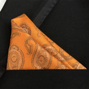 

Lingyao Luxury pocket square high quality woven handkerchief classic golden yellow paisley hanky towel to match uniform