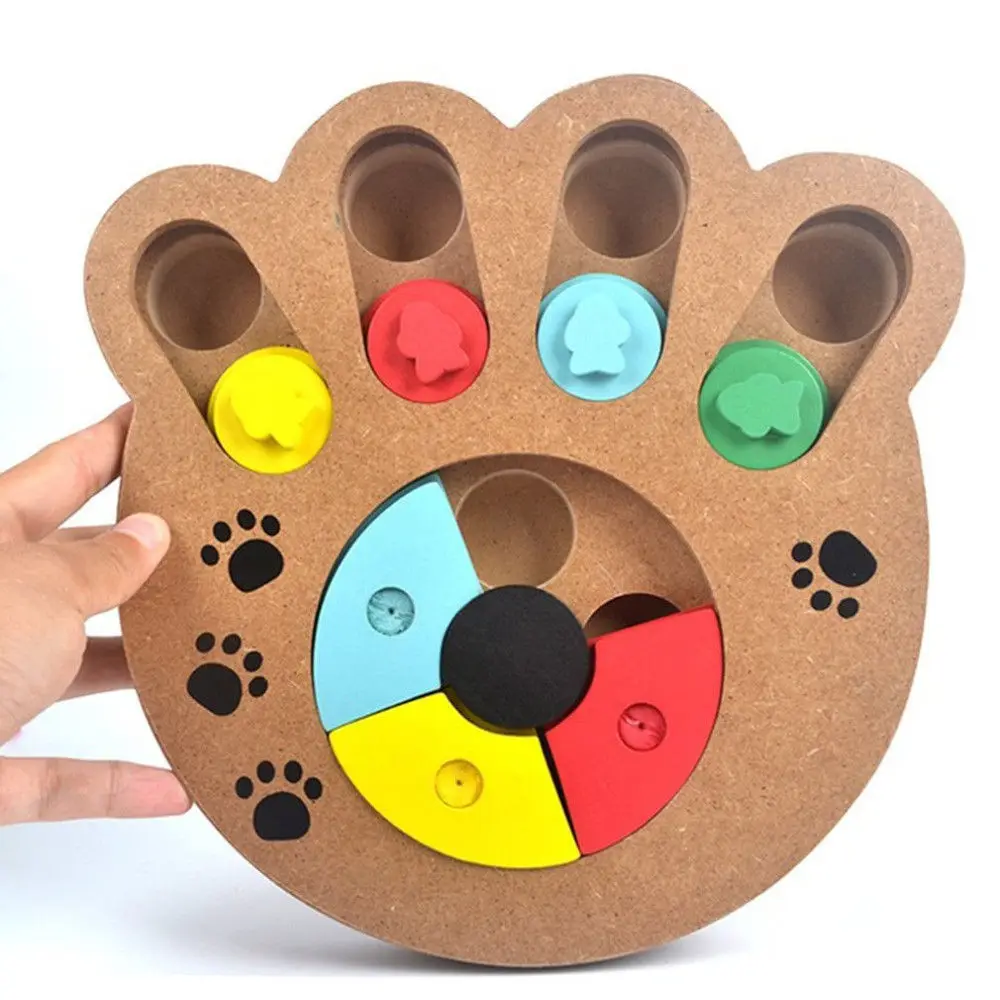 Cat Pet Training Feeder Toy Wooden Intelligence Triple Play Discs Slow Feeding Interactive Toy for Pet Cats Dog Toy Supplies