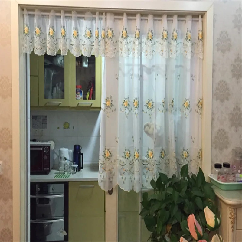 Бесплатная доставка вуаль Половина занавес кофейного оттенков кухня короткие