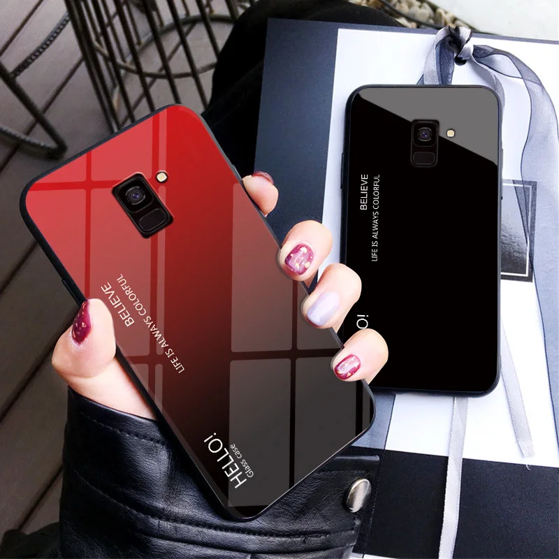 Роскошный градиентный чехол из закаленного стекла для Samsung Galaxy S7 Edge S8 S9 Plus Note 9 8 J3 J5