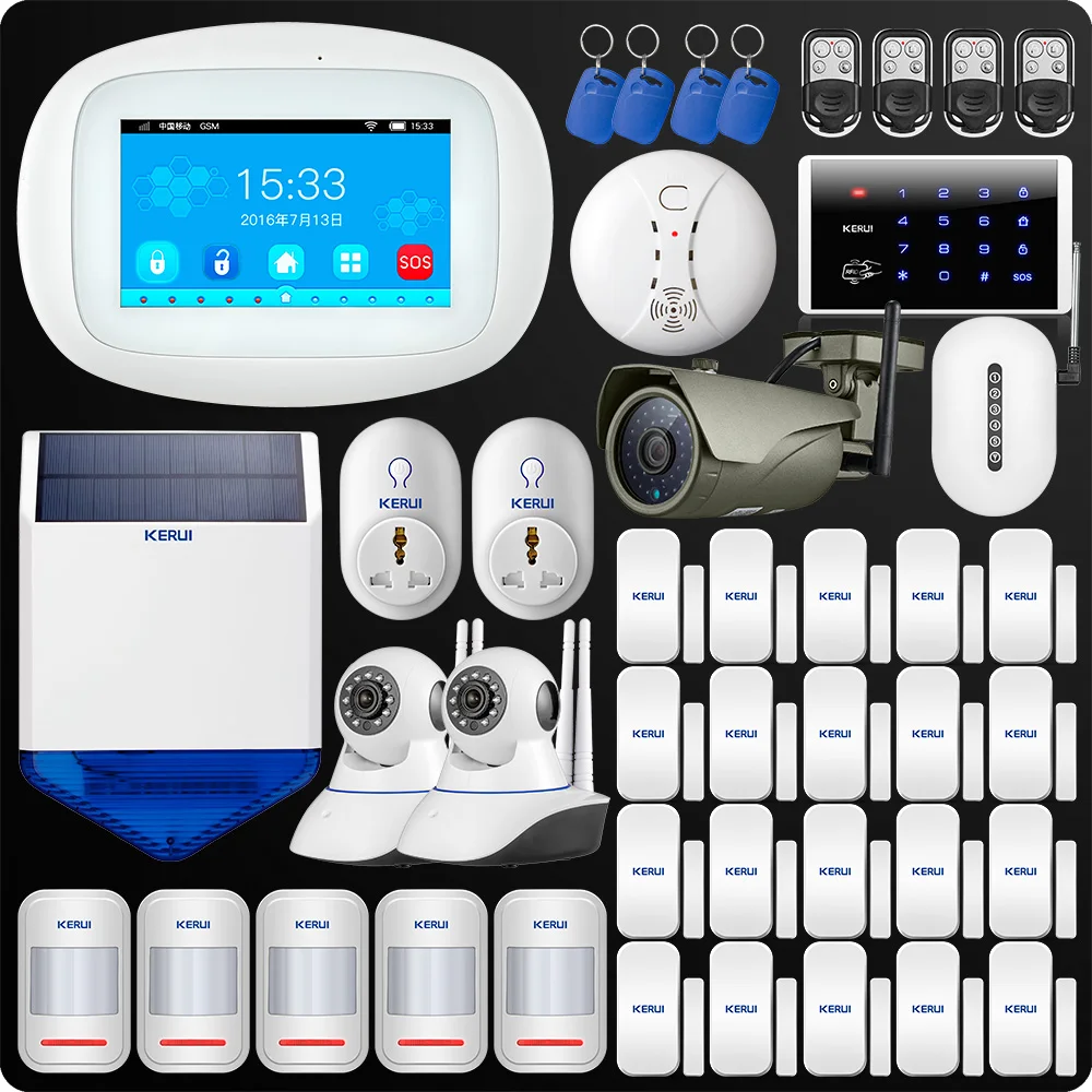 

KERUI K52 4.3 Inch TFT Color Screen Wireless Security WIFI GSM Alarm System APP Control Keypad Outdoor IP Wifi Camera Solar