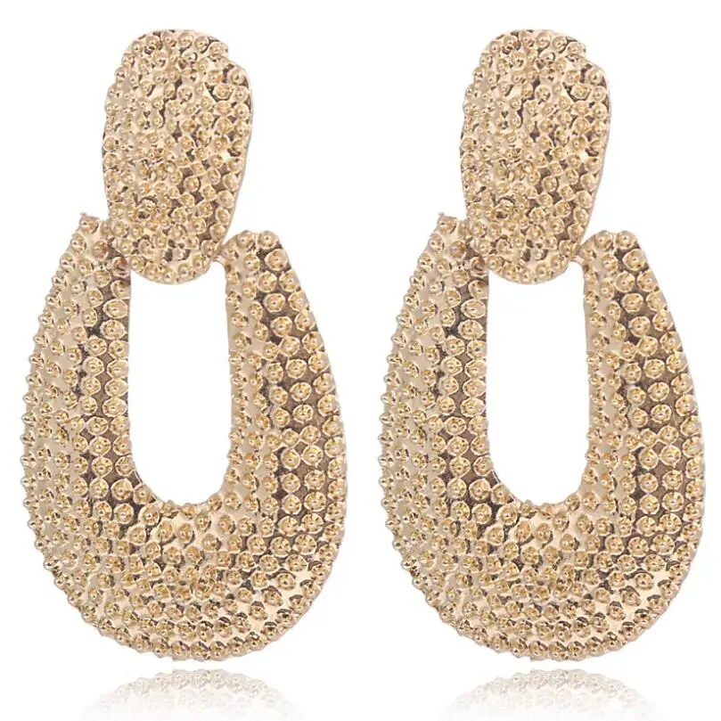

Vintage U Shape Alloy Bump Geometric Drop Earrings For Women Fashion Creative Exaggeration Jewelry Statement Pendientes AE948