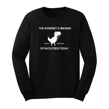 

Mens The Internet Is Broken Funny Web Page Computer Long Sleeve T-Shirts Casual Men Tee