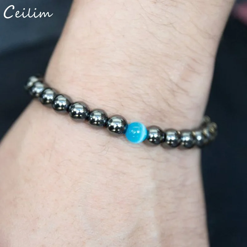 

Natural Stone Beads Bracelet for Men 2019 New Magnetic Hematite Weight Loss Bracelets Bangles Fashion Health Care Jewelry