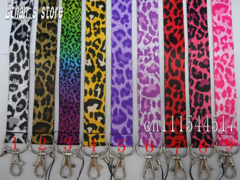 

DHL Free Shipping Brown/Yellow/Red/Pink/Ranbow/Rose Red/White/Purple Leopard Animal Print Key lanyard for women Mix color