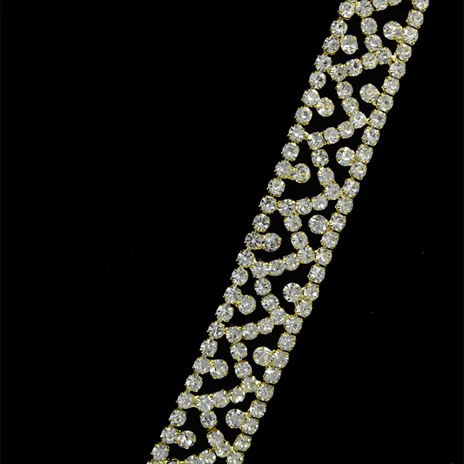 $95.4 10Yards Crystal Rhinestone Chain Fashion Clear Rhinestone Close Chain Trims For Weeding DIY Decoration