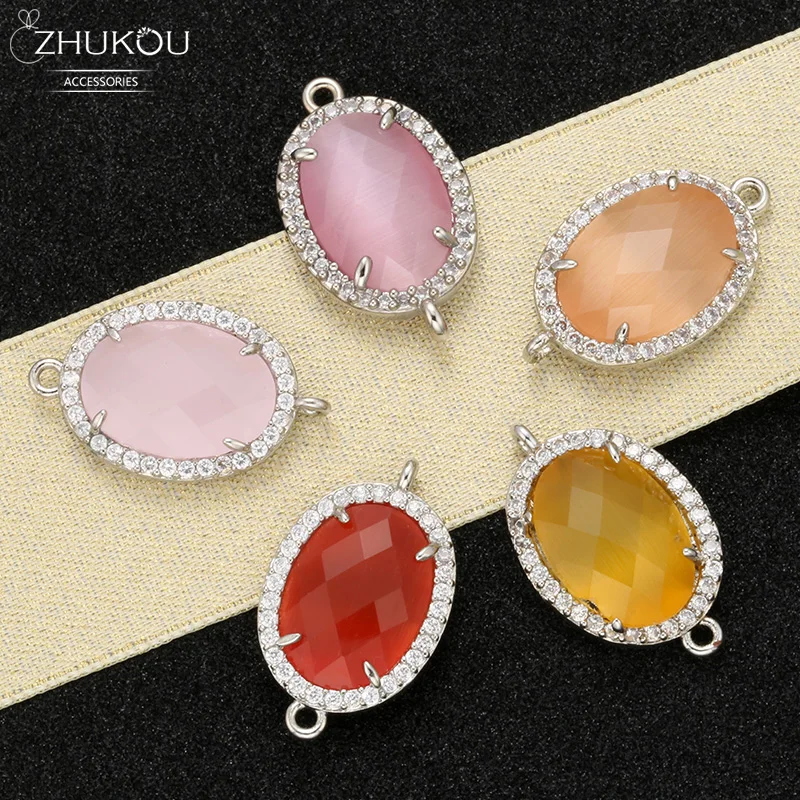 ZHUKOU новые 14x23 мм овальные коннекторы Аксессуары для браслета ювелирные изделия