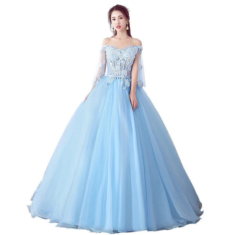See through Evening dresses long 2018 graduation date baby blue Evening Dress New Arrival Formal Dress vestido longo para festa